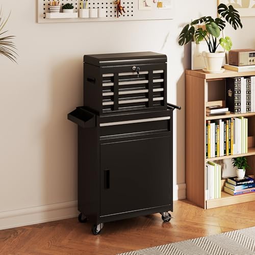 tool chest, 5 drawers rolling tool cabinet, removable, front angle view