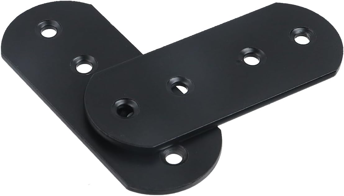T Tulead Black Straight Brace Metal Flat Brackets 3.7"x1.5", 6PCS | Melding Plates, Repair Fixing Brace, with Screws