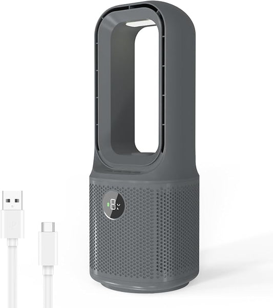 MEIIS Desk Fan Bladeless, 14 Inch USB Rechargeable Tower Fan by MEIIS