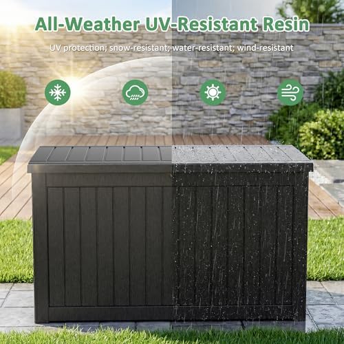 patiozen 310 gallon deck box lockable waterproof uv, close-up detail