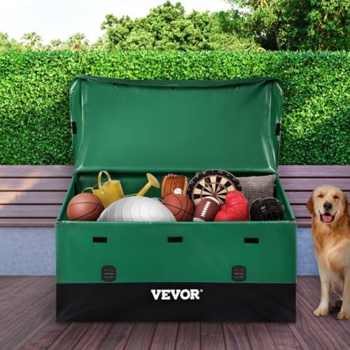 vevor outdoor storage box, 230 gallon waterproof pe, front angle view
