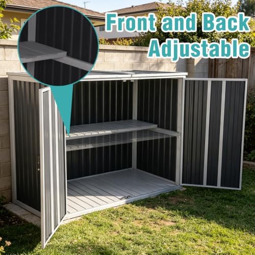 outdoor storage shed 4.2x2.2ft with metal frame &, side view