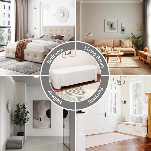 modern oval storage ottoman bench, 51.2" upholstered fabric, package contents