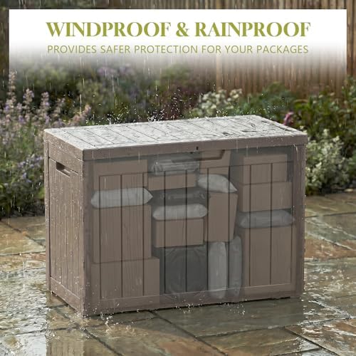vixzen 50 gal package delivery box lockable outdoor showing dimensions