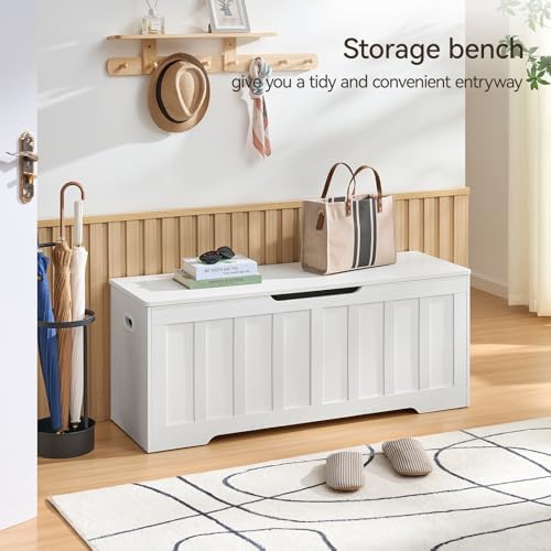 vankiley 47.2" storage chest extra large, storage bench.(white), side view