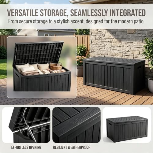 201 gallon large resin outdoor storage box, waterproof shown in use