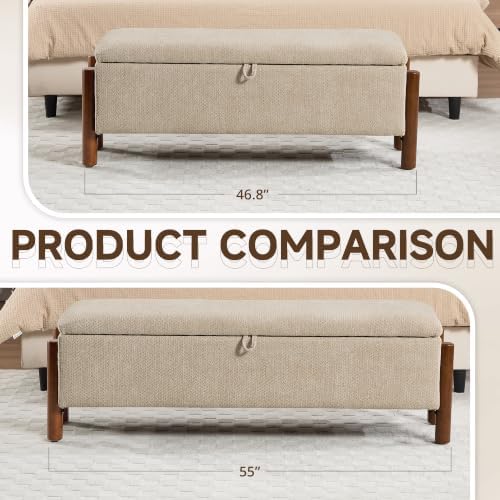 55'' modern storage ottoman benches, close-up detail