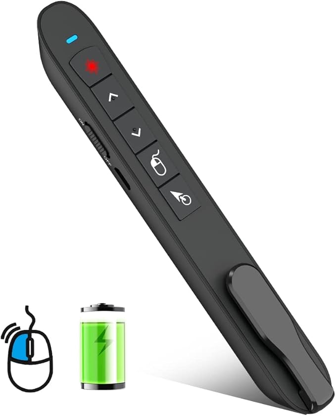 DINOSTRIKE Air Mouse Green Light USB Rechargeable Presentation Clicker Wireless by DINOSTRIKE