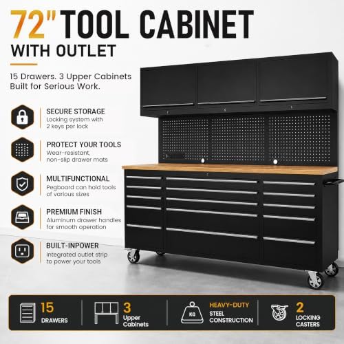 chetto c 72-inch rolling tool chest cabinet mobile, side view