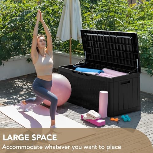 devoko 100 gallon deck box waterproof outdoor storage, package contents