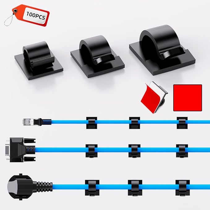 ITUGOU 100 PCS Adhesive Cable Clips Cord Organizer, Wire Holder - Image 4