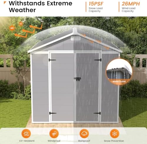 udpatio storage shed 8x8 ft, resin outdoor plastic, close-up detail