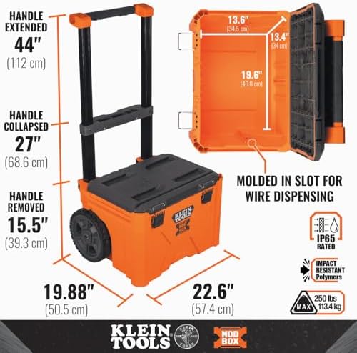 klein tools 54802mb modbox rolling tool box, heavy, close-up detail