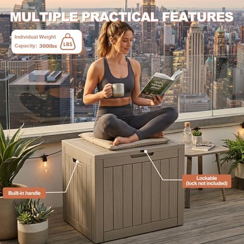 efu outdoor storage box 42 gallon deck box showing dimensions