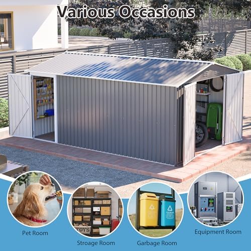 yopto 10x14 ft outdoor storage shed,metal shed w/lockable, view 10