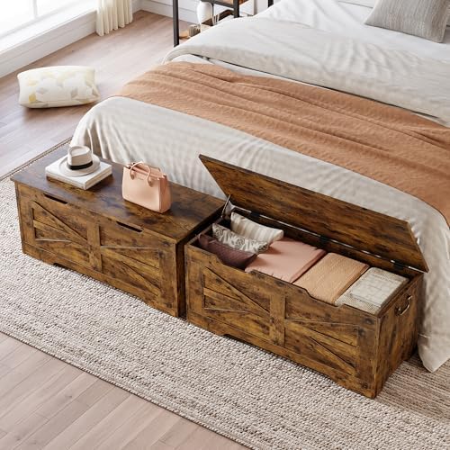 idealhosue 39.4" storage chest, wooden storage bench with showing dimensions