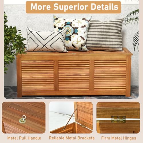 relax4life deck box acacia wood, 46 gallon backyard on a desk or shelf