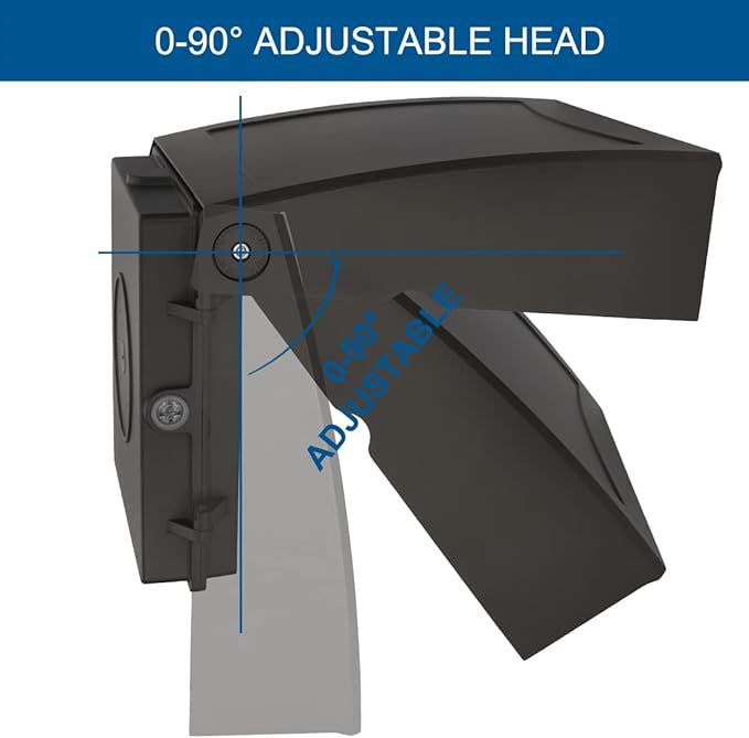 DAKASON 100W LED Wall Pack, Dusk-to-Dawn Photocell, Adjustable Head, Full - Image 3