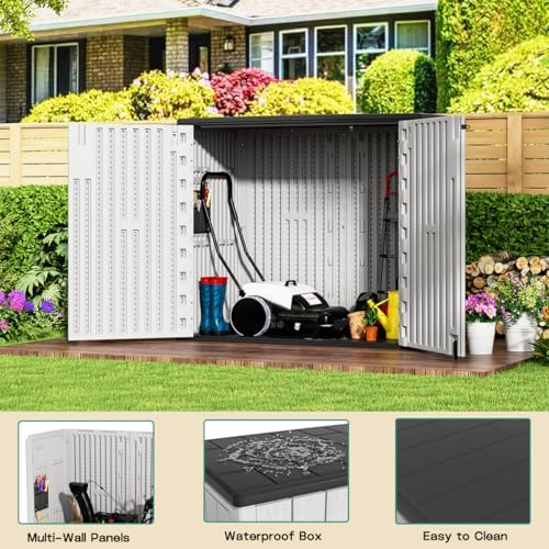 kinying outdoor horizontal storage sheds,37 cu.ft outdoor storage, close-up detail