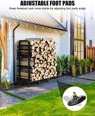 firewood rack outdoor with cover, 4ft indoor wood shown in use