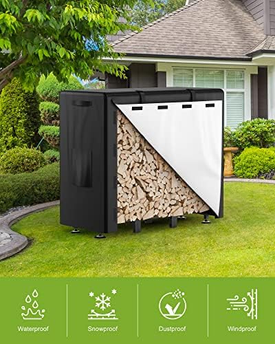 firewood rack outdoor with cover, 4ft indoor wood, close-up detail