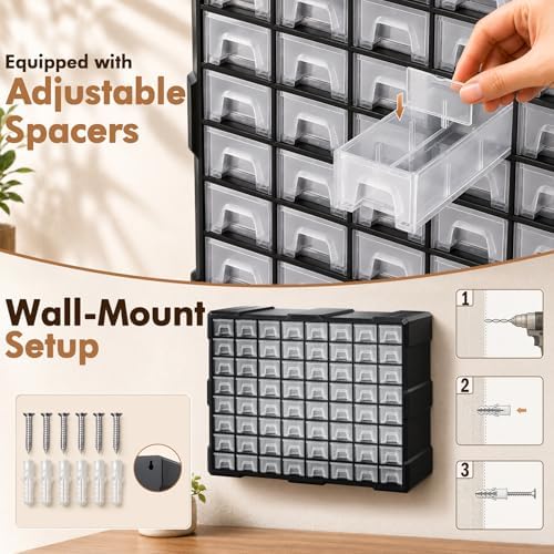 64-drawer organizer craft organizers and storage with dividers, front angle view