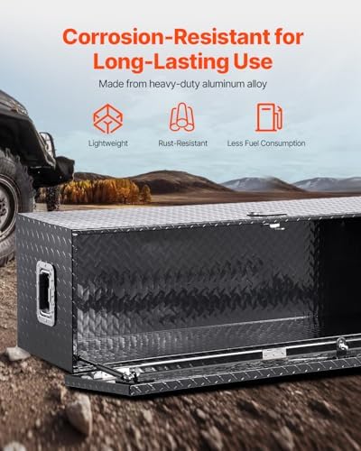 vevor heavy duty aluminum truck bed tool box, close-up detail
