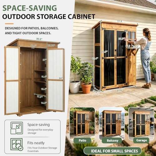 gowoodhut large outdoor storage cabinet weatherproof garden tool, side view