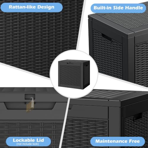 35 gallon outdoor storage box waterproof deck box showing dimensions