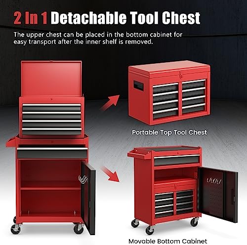 tangzon rolling tool chest combo, heavy duty lockable showing dimensions