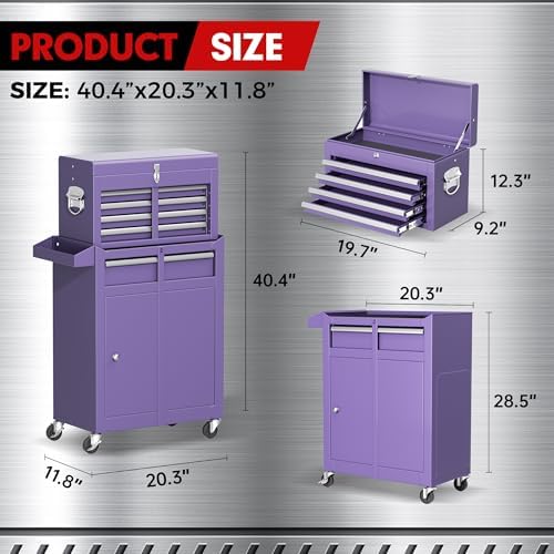 5-drawer rolling tool chest - heavy-duty steel tool, side view