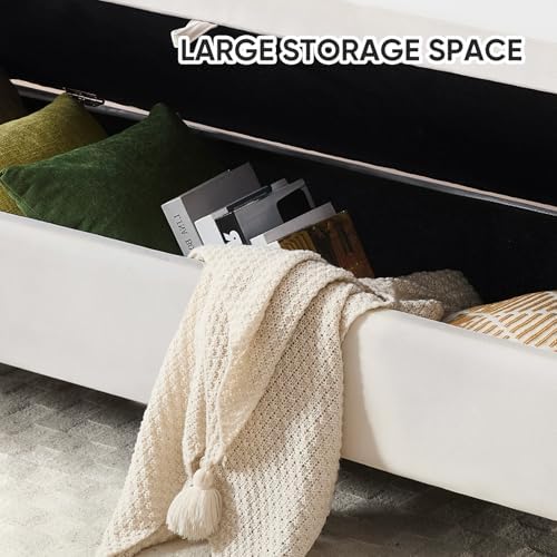 48" end of bed bench, modern storage bench, side view