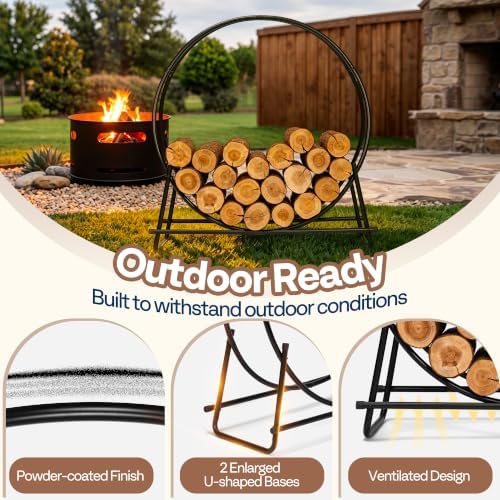 vivohome 40 inches firewood log rack hoop(only rack), side view