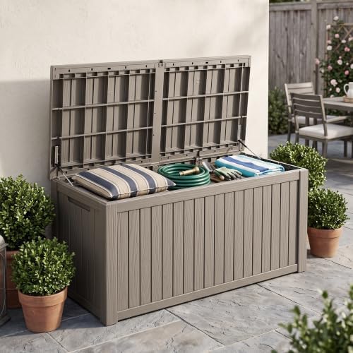outdoor storage box, 200 gallon waterproof deck box, view 9