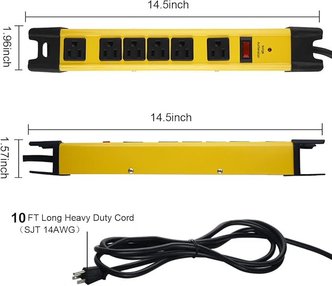 CCCEI Heavy Duty Power Strip Surge Protector - Image 3