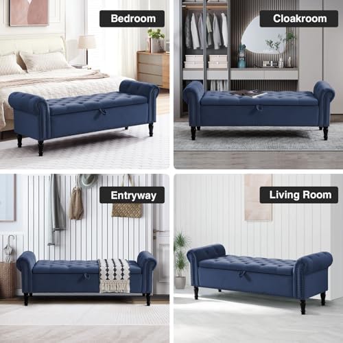 67'' end of bed storage bench king size on a desk or shelf