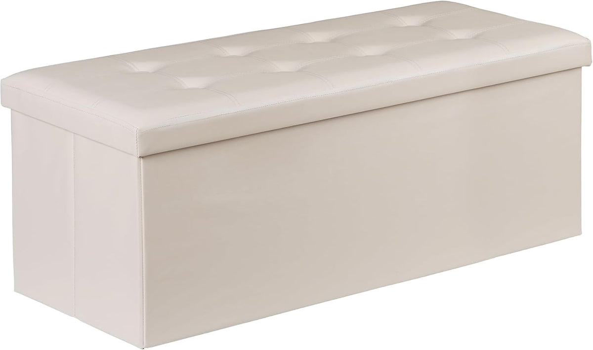 zenstyle 43inches folding storage ottoman bench, faux leather, main product view