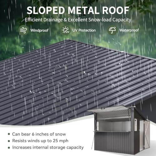 aoxun 8x7 ft outdoor bar shed with canopy, front angle view