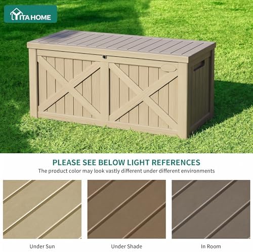 yitahome 150 gallon large deck box with x-shaped, view 9