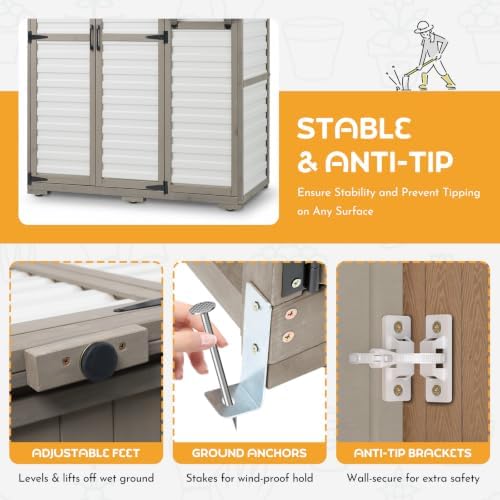 large outdoor storage cabinet, weatherproof garden shed with, close-up detail