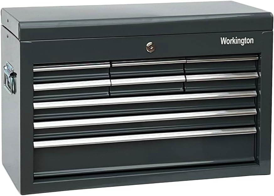 workington portable metal tool chest with 9 drawers, view 9