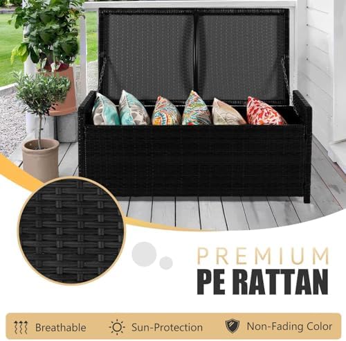 prohiker 2-in-1 wicker deck box bench, all-weather 55, close-up detail