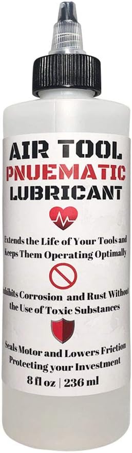 Translucent Clear 8oz Air Tool Pneumatic Lubricant - Ideal for Pneumatic Tools, Compressors, Machines, Seals, O-Rings, and More