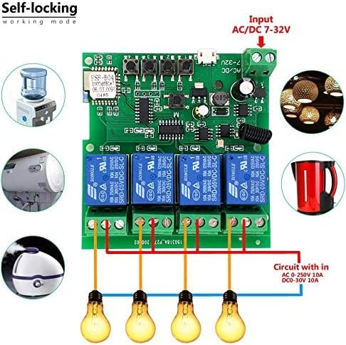 Newgoal 4 Channels WiFi Wireless Smart Switch Inching Self-Locking Relay Module - Image 4