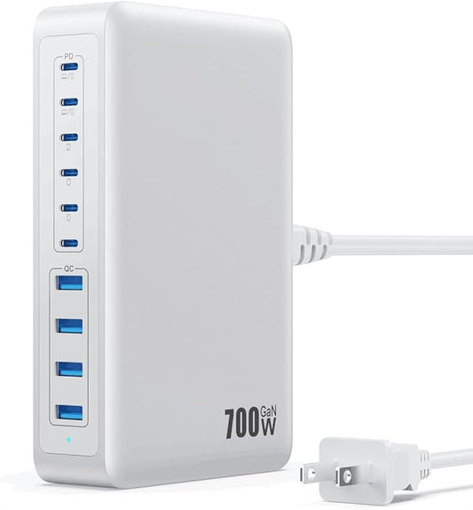 USB C Charger 700W USB C Charger Block, Upgraded GaN V 10-Port Fast Charging by GKUTW