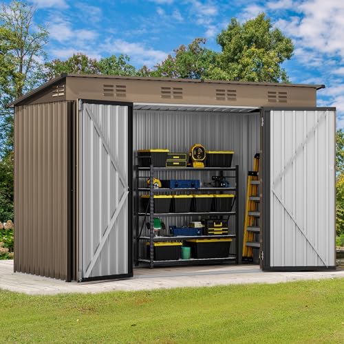 dwvo 9'x 4' outdoor storage shed with lockable, side view