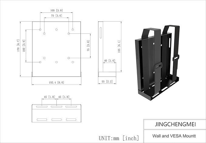 JINGCHENGMEI Universal Wall and VESA Mount -Adjustable Mount - Image 2