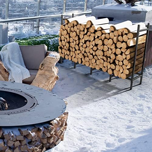 5.3ft firewood rack holder for fireplace, adjustable log showing dimensions