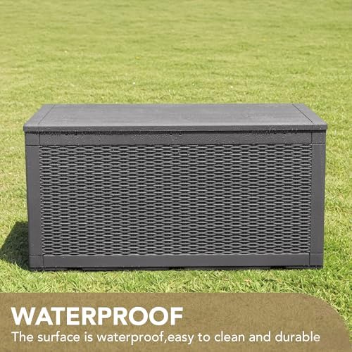 devoko 100 gallon waterproof deck box, resin large, side view