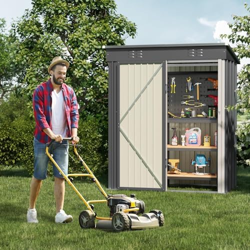 bealife 5' x 3' outdoor storage shed, metal shown in use